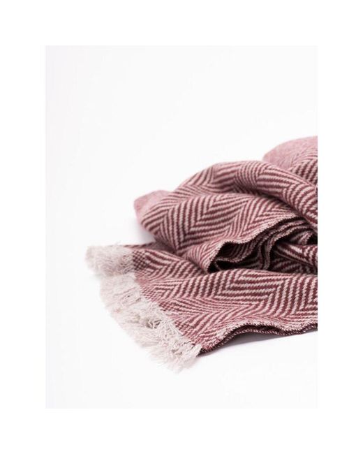 Brunello Cucinelli Purple Herringbone-Pattern Cashmere Scarf for men