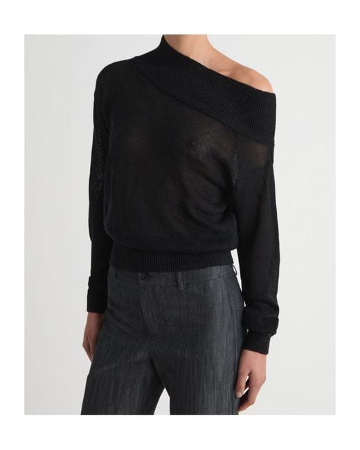 Paloma Wool Black Soto Funnel-Neck Fine-Knit Sweater