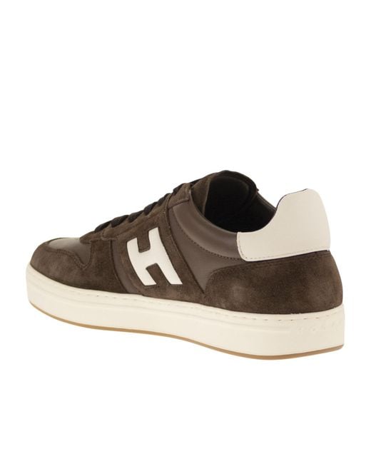 Hogan Brown H-Stripe Lace-Up Sneakers for men