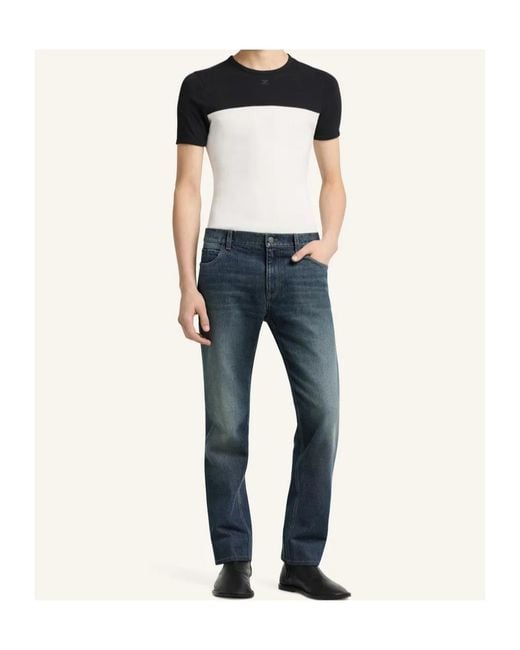Courreges Black Bicolour Logo-Patch T-Shirt for men
