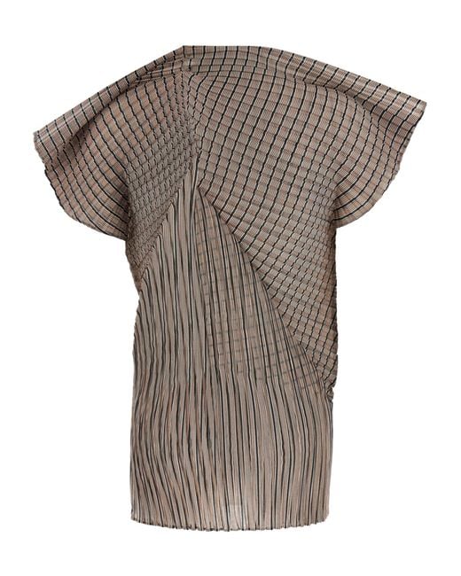 Issey Miyake Gray Generic Stripes Short-Sleeved Top