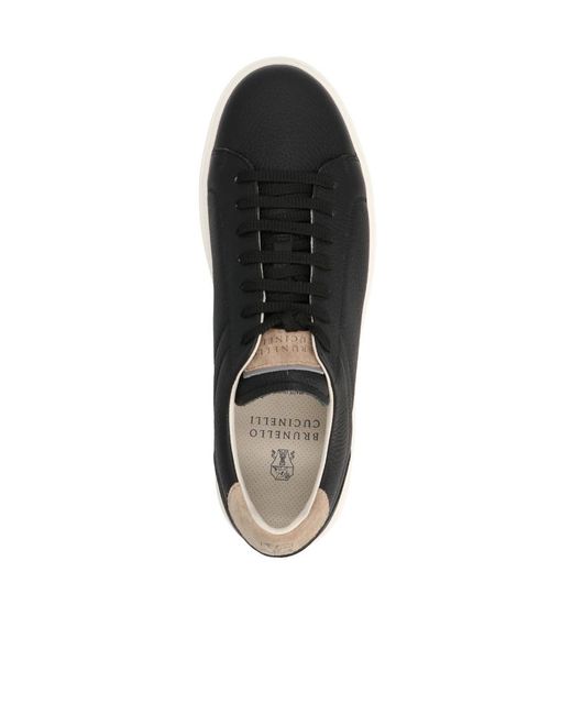 Brunello Cucinelli Black Low-Top Leather Sneakers for men