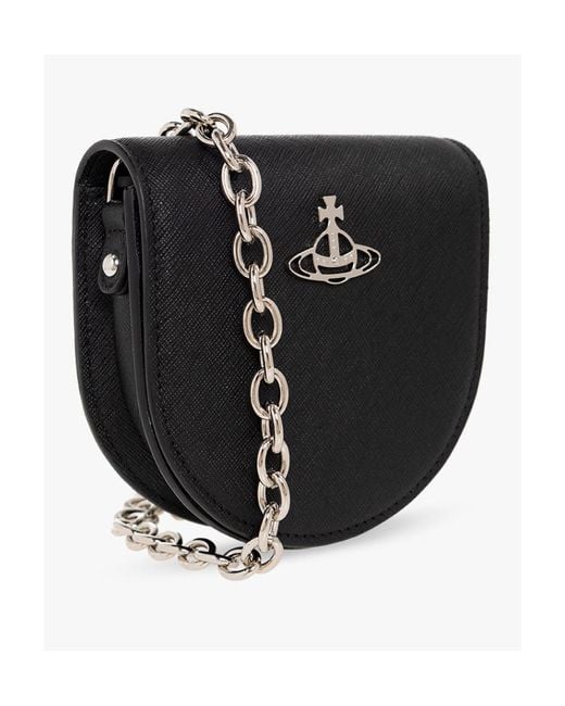 Vivienne Westwood Black Half Moon Crossbody Saddle Bag