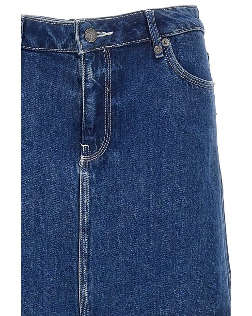 A.P.C. Blue Raw-Hem Denim Miniskirt