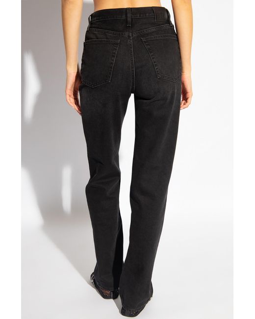 Totême  Black Totême Logo Patch Straight Leg Jeans