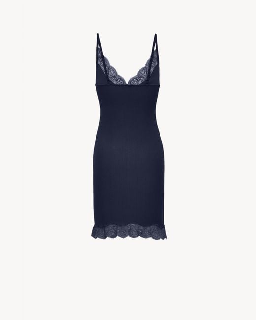 Saint Laurent Blue Laced Slip Dress