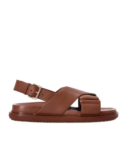 Marni Brown Cross Sandals