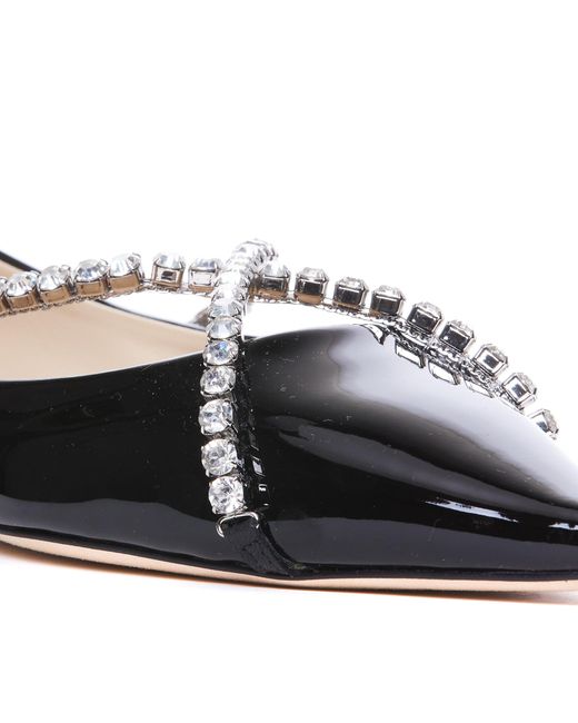 Jimmy Choo White Genevi Crystal-Embellished Ballerina Shoes