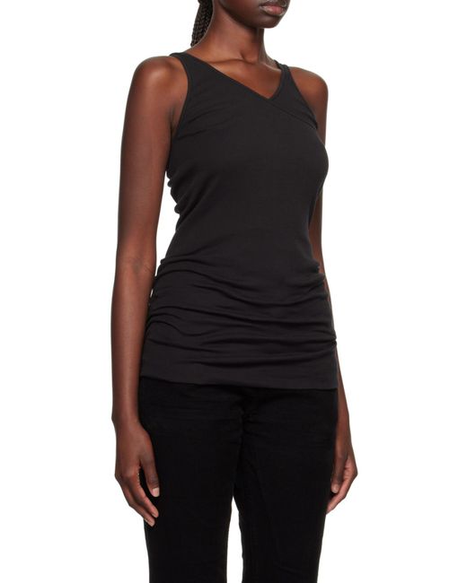 Rick Owens Black Double-Ziggy Cotton Tank Top