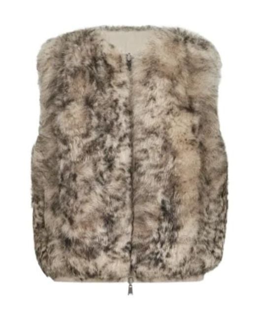 Brunello Cucinelli Natural Lynx-Effect Shearling Reversible Vest