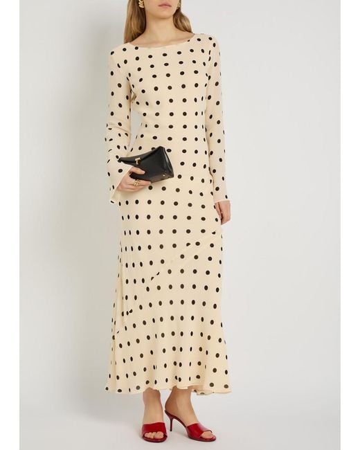 Reformation White Esra Polka Dot Chiffon Midi Dress