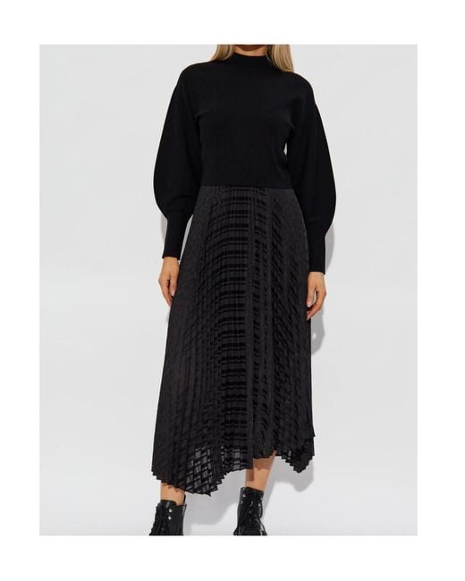 AllSaints Black Sinead Pleated Midi Dress