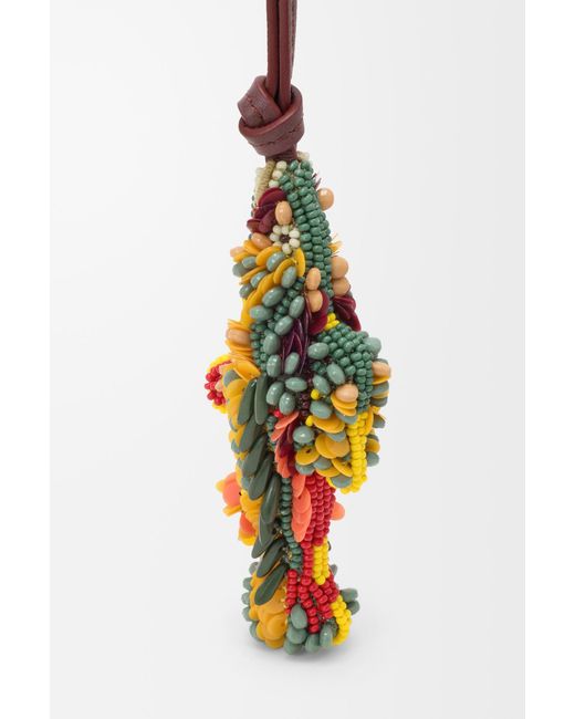 Loewe White Fish-Shaped Pendant Made Of Felt, Beads And Cowhide