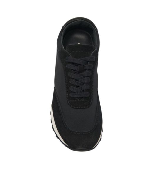 The Row Black Round-Toe Lace-Up Sneakers