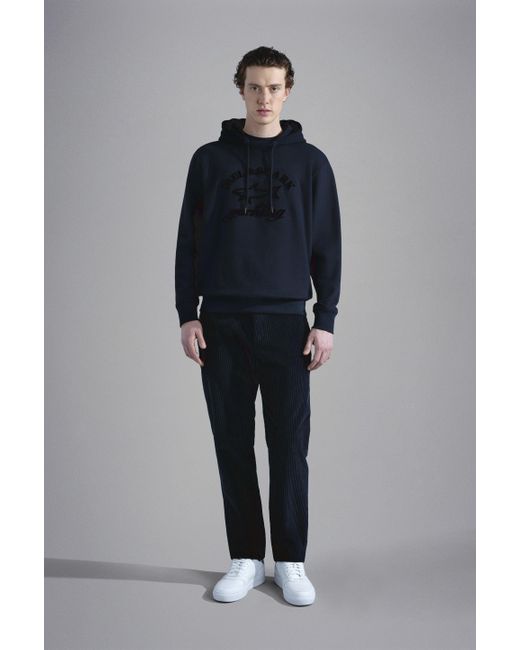 Paul & Shark Blue Drawstring Hooded Hoodie for men