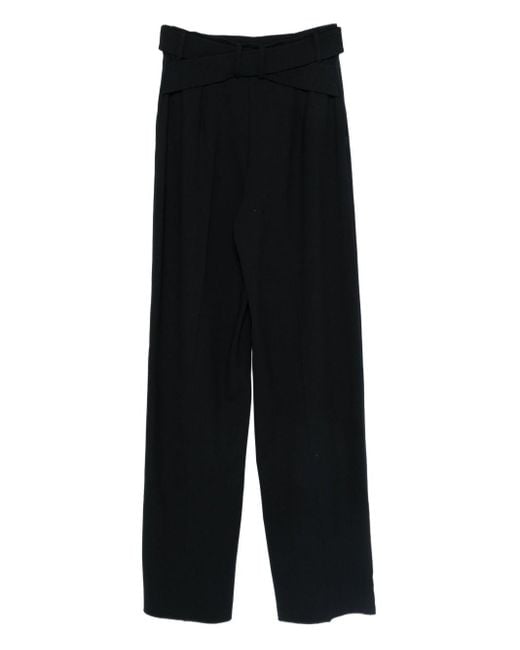 Emporio Armani Black Pleat Detailed Straight Leg Trousers