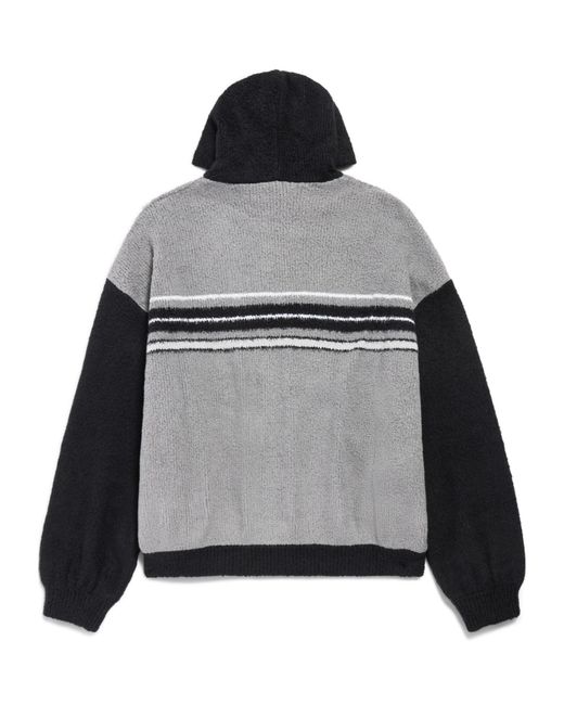 Balenciaga Gray Logo Embroidered Zip-Up Knit Jacket for men