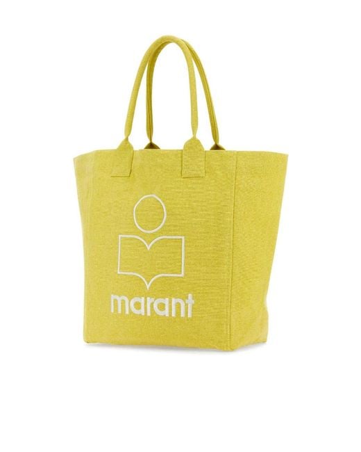 Isabel Marant Yellow Yenky Logo Embroidered Tote Bag