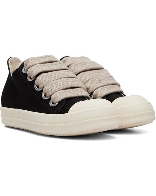 Rick Owens Black Lace-Up Low-Top Sneakers for men