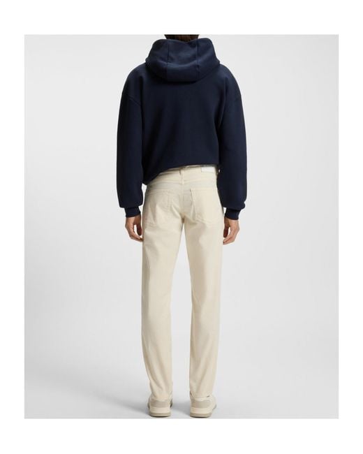 Boss White Logo-Patch Straight-Leg Trousers for men