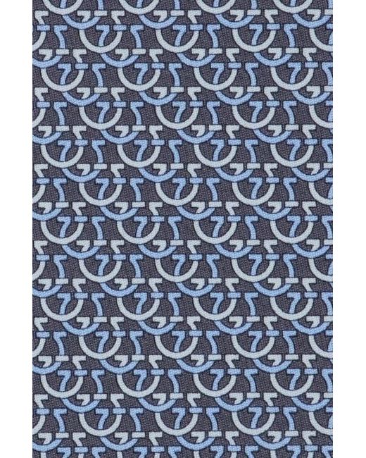 Ferragamo Blue Gancini Circular Print Tie for men