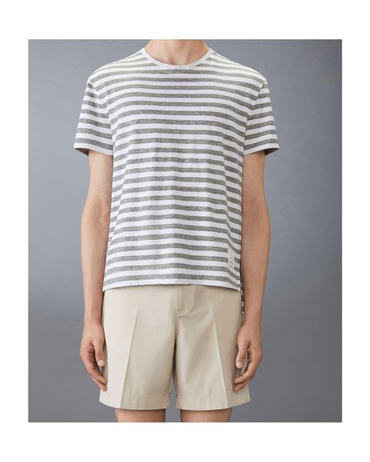 Thom Browne Gray Striped Linen T-Shirt for men