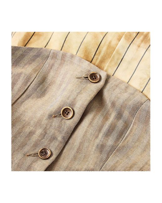 Uma Wang Natural Striped One-Shoulder Top