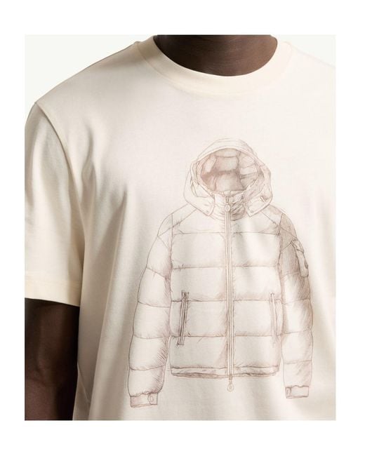 Moncler Natural Printed Cotton T-Shirt for men