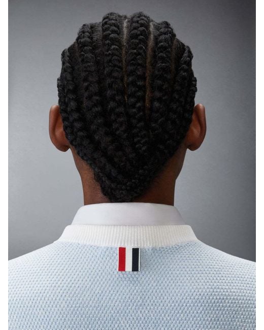Thom Browne Blue Honeycomb-Knit Jacket