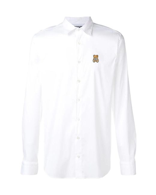Moschino White Teddy Patch Shirt for men