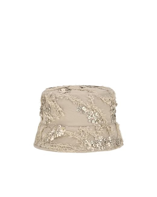 Brunello Cucinelli Natural Sequin Bucket Hat