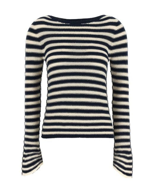 Twinset Black Striped Flared-Sleeve Knitted Sweater