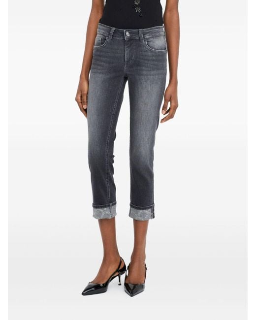Liu Jo Gray Denim Trousers With Belt Loops