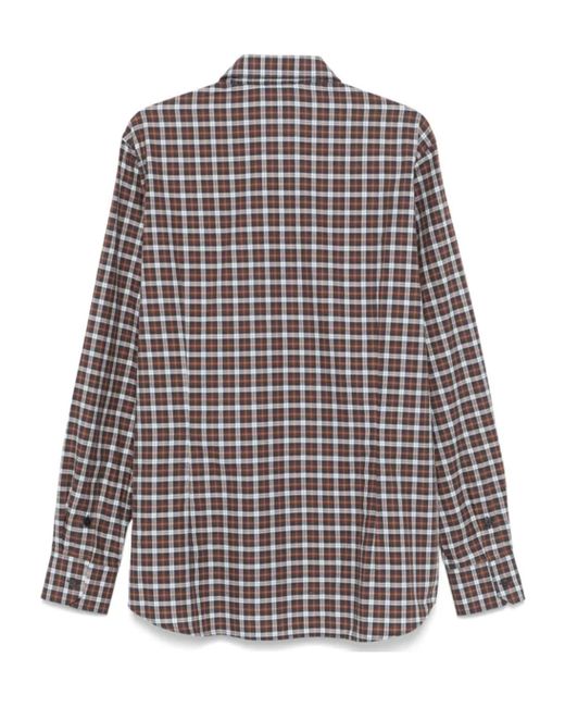 Peserico Gray Check Pattern Shirt for men
