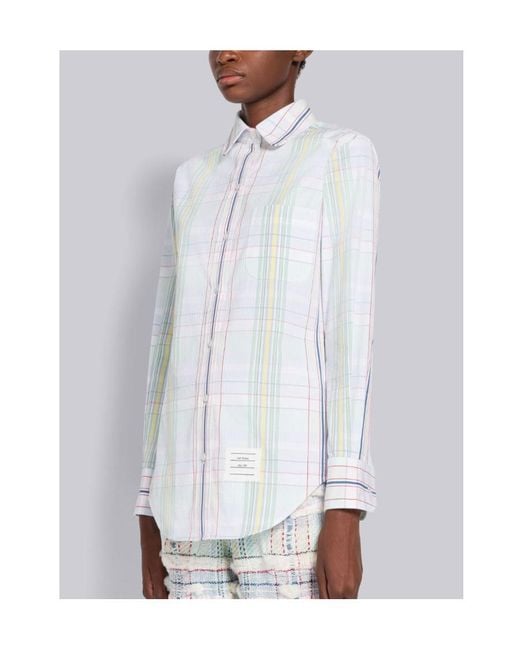 Thom Browne White Checked Seersucker Shirt