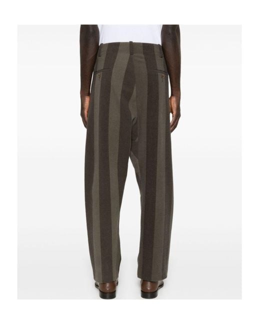 Uma Wang Black Tapered Leg Striped Trousers for men