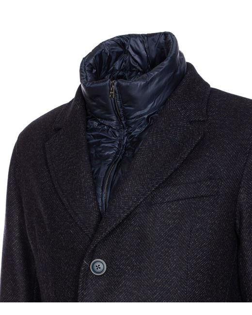 Herno Blue Single Breasted High-Neck Coat for men