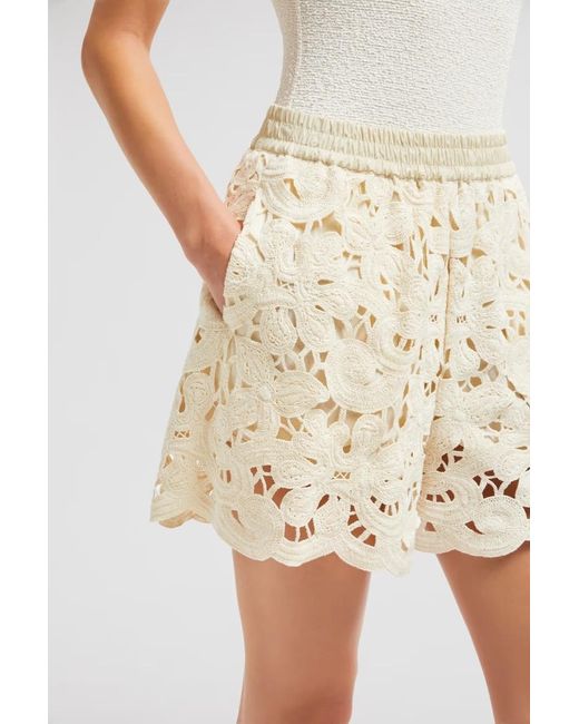 Moncler Natural Floral Macramé Shorts