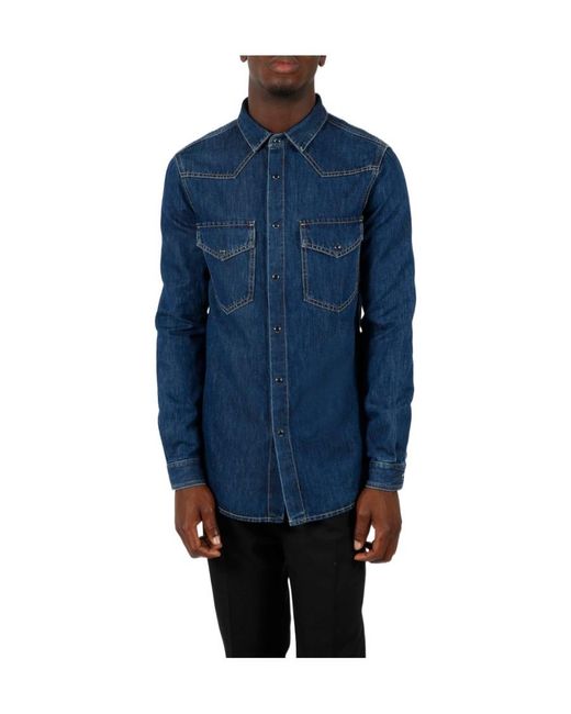 Valentino Blue Buttoned Long-Sleeved Denim Shirt for men