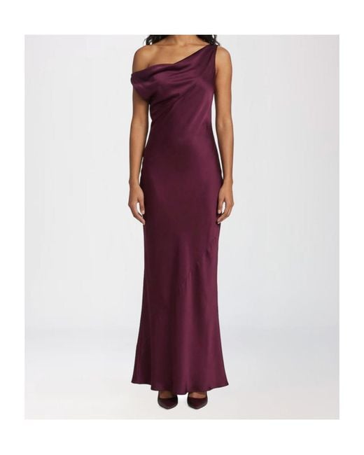 Norma Kamali Purple Draped Asymmetric Long Dress