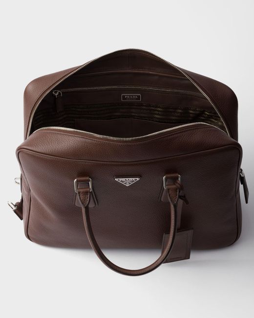 Prada Brown Triangle-Logo Zipped Tote Bag for men
