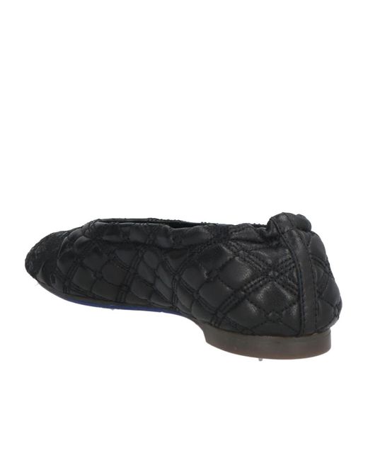 Burberry Black Leather Embroidered Ballet Flats