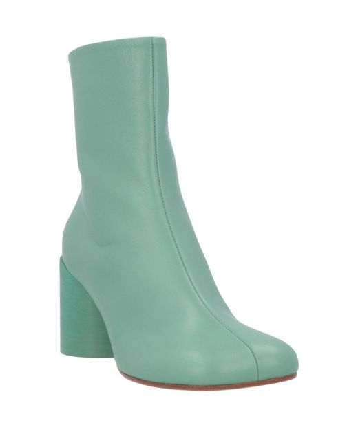MM6 by Maison Margiela Green Minimalist Genuine Leather Ankle Boots