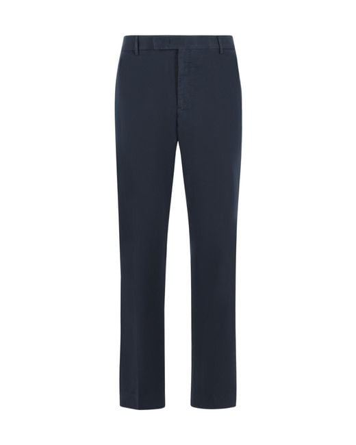 PT01 Blue Casual Trousers With Belt Loops for men