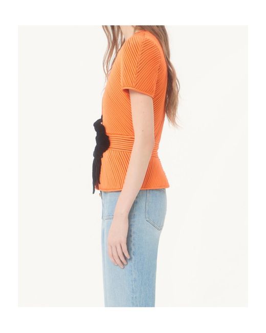 Valentino Orange Embroidered Tulle Illusion Jacket