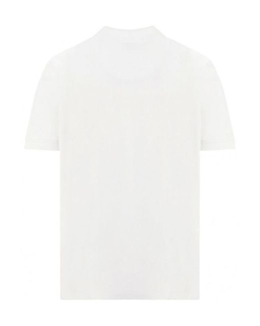 Moose Knuckles White Pique Logo Embroidered Polo Shirt for men