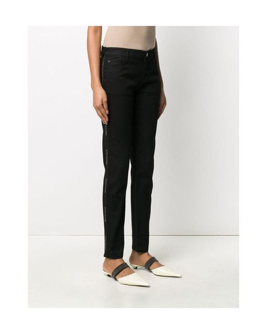 Emporio Armani Black Logo Embroidered Fitted Jeans