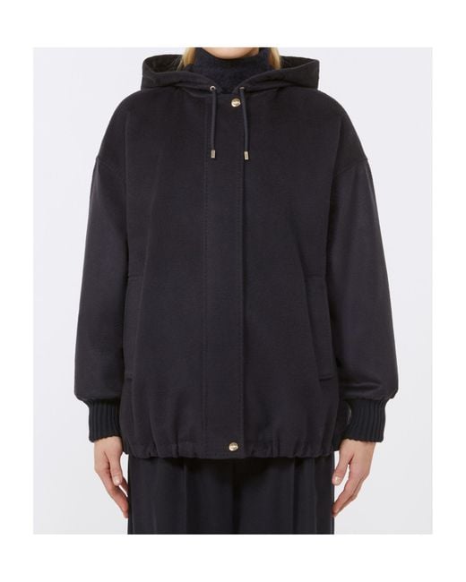 Max Mara Blue Studio Derris Drawstring Long-Sleeved Coat