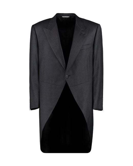 Canali Black Rounded Lapel-Collar Tailcoat for men