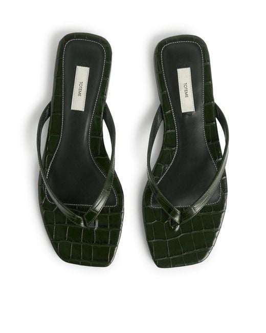 Totême White Totême Embossed Flat Sandals